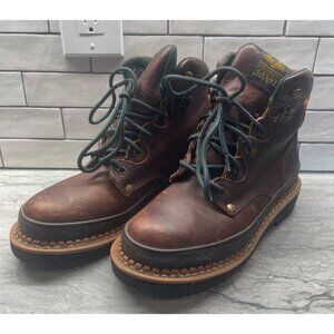 Georgia Giant Steel Toe Brown Leather Work Boots Womens 7 W F2413-11